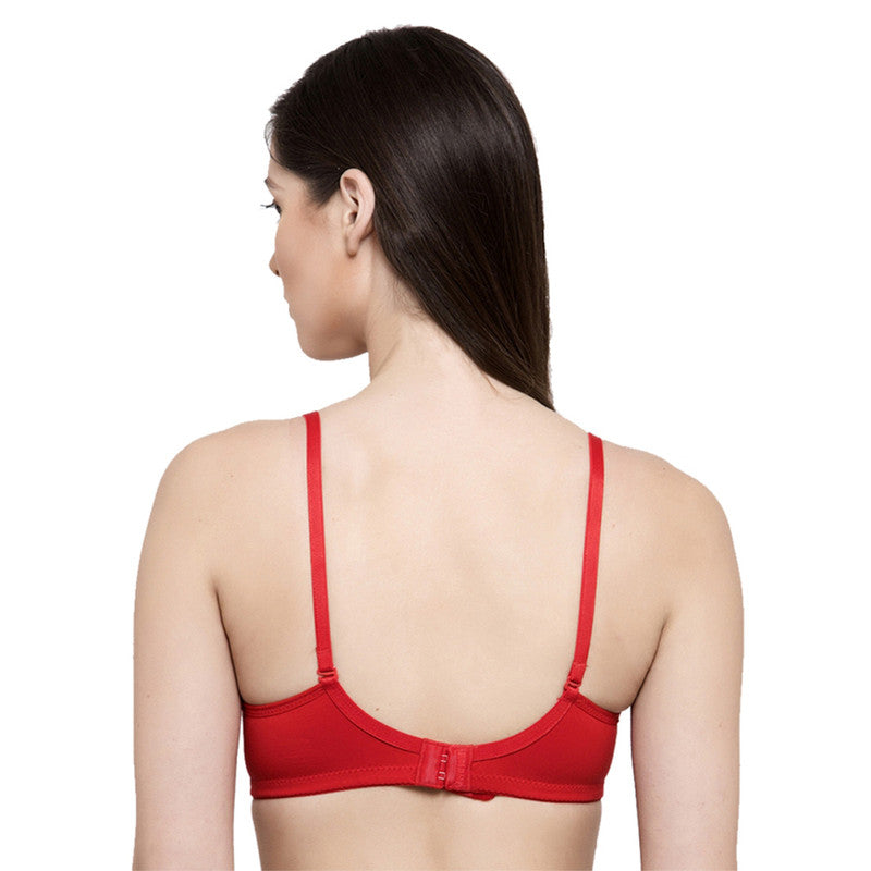 Groversons Paris Beauty Women's Pack of 2 Padded, Non-Wired, Seamless T-Shirt Bra (COMB33-Nude & Red)