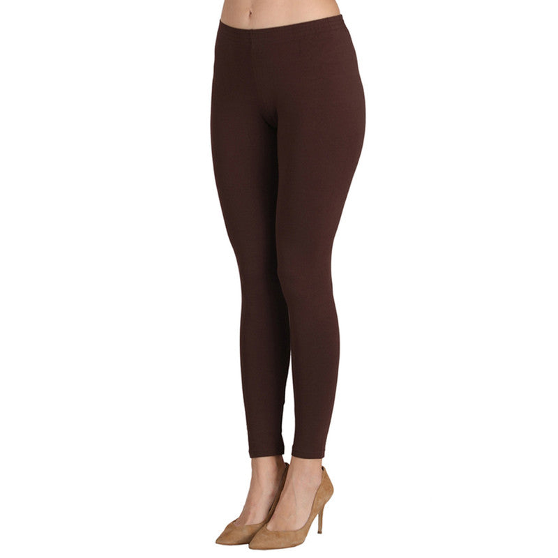 Groversons Paris Beauty Women's Pack of 2 Regular Leggings (BLACK & COFFEE)