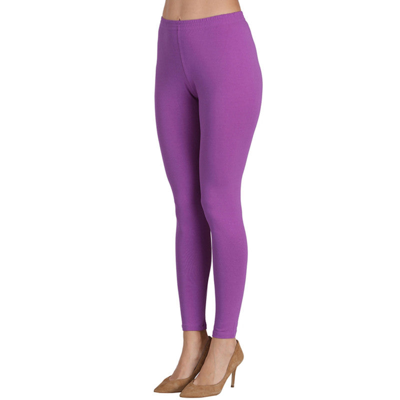 Groversons Paris Beauty Women's Pack of 2 Regular Leggings (LAVENDER & SKIN)