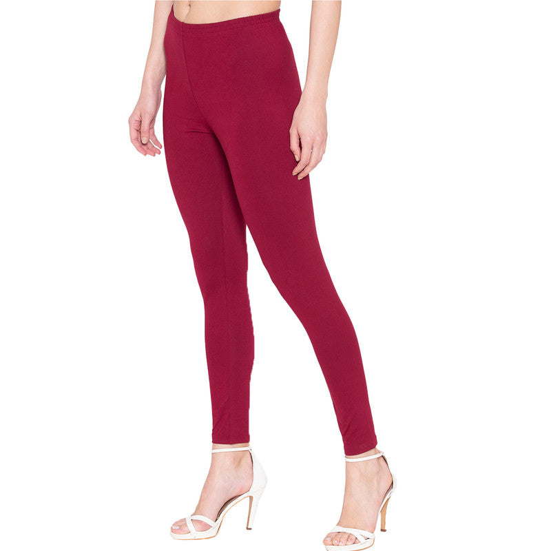 Groversons Paris Beauty Women's Pack of 2 Regular Leggings (MAROON & MAUVE)