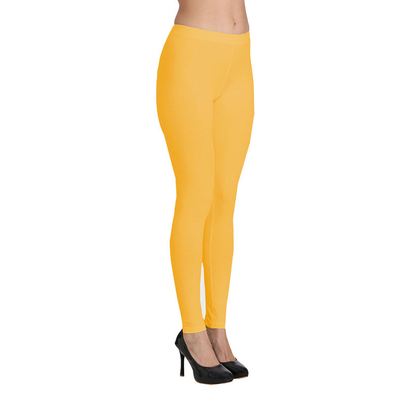 Groversons Paris Beauty Women's Pack of 2 Regular Leggings (BOTTLE GREEN & MUSTURD GOLD)