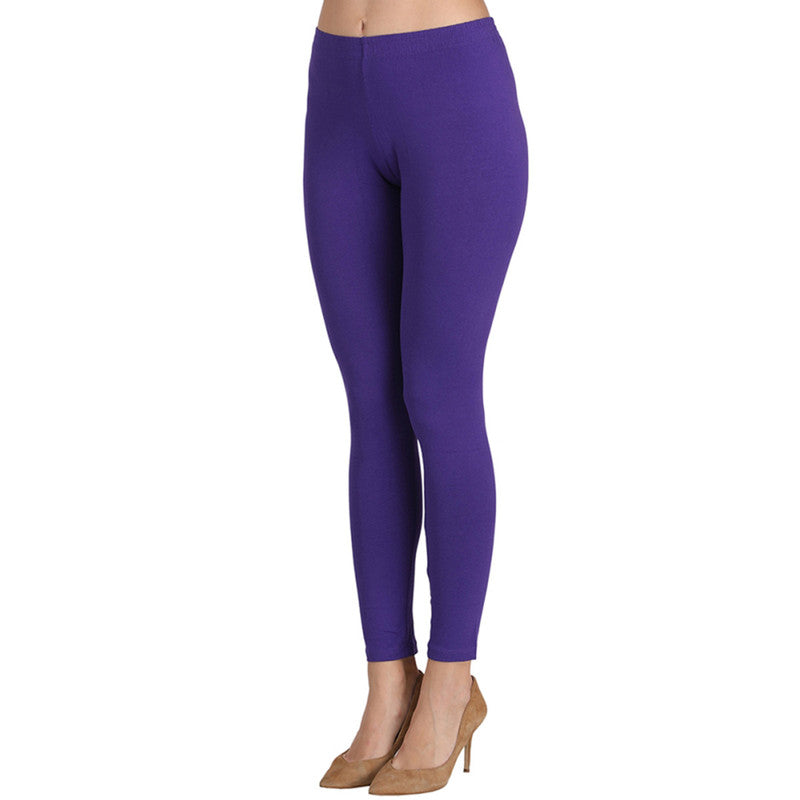 Groversons Paris Beauty Women's Pack of 2 Regular Leggings (FUSHIA & PURPLE)