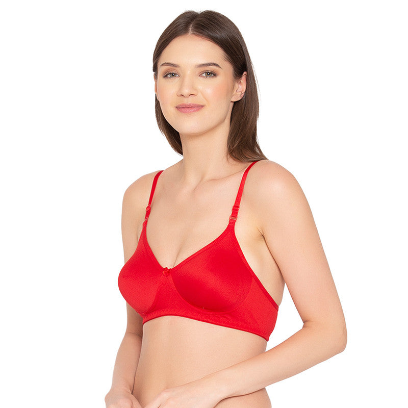 Women's Pack of 2 seamless Non-Padded, Non-Wired Bra (COMB03-RED-&-BLACK)