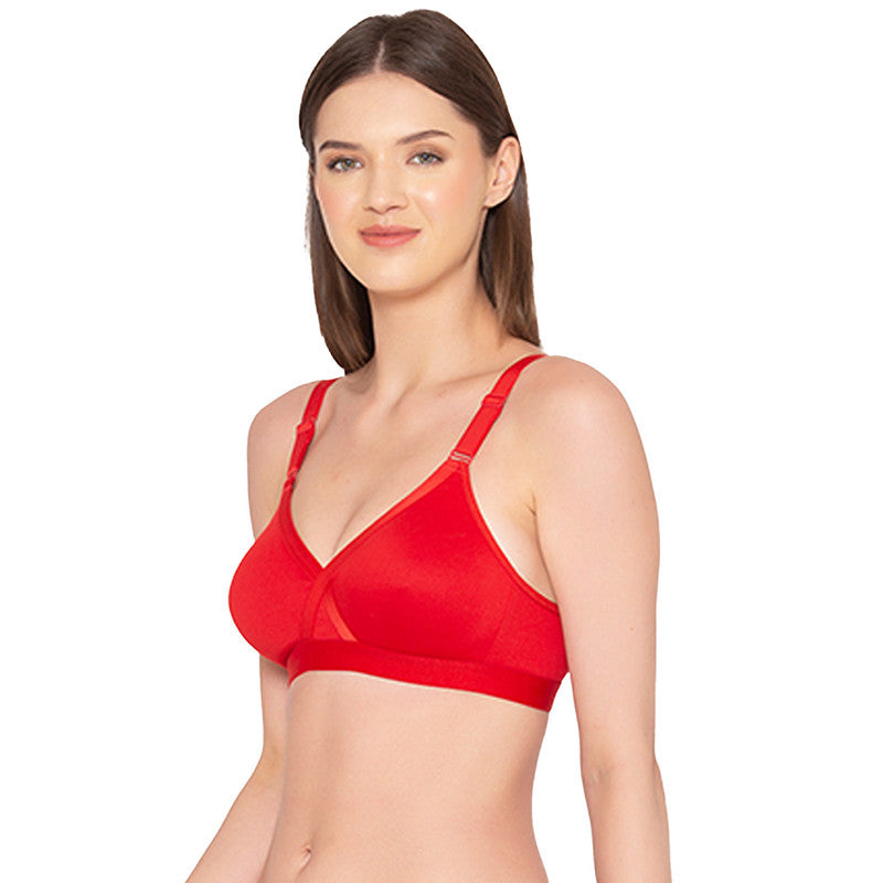 Groversons Paris Beauty Women’s cotton rich Non-Padded Wireless smooth super lift full coverage Bra (BR005-RED)