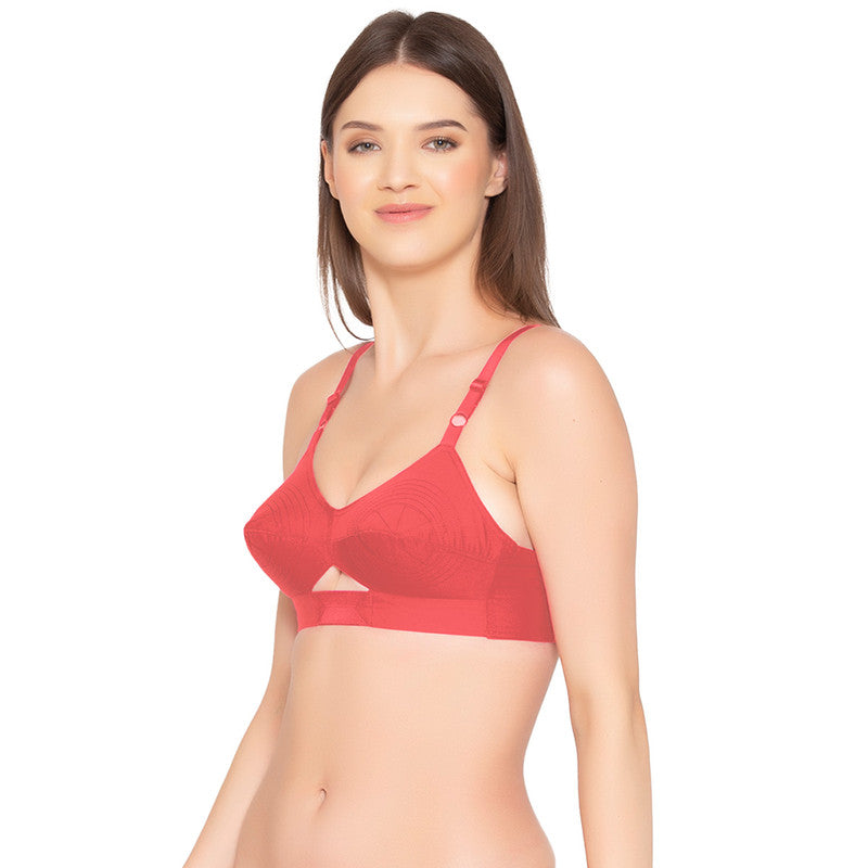 Women's Full Coverage, Non-Padded, Organic Cotton Bra (COMB05-CORAL & WINE)