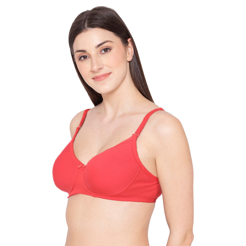 Groversons Paris Beauty Women's Pack of 2 Padded, Non-Wired, Seamless T-Shirt Bra (COMB28-CORAL & NUDE)