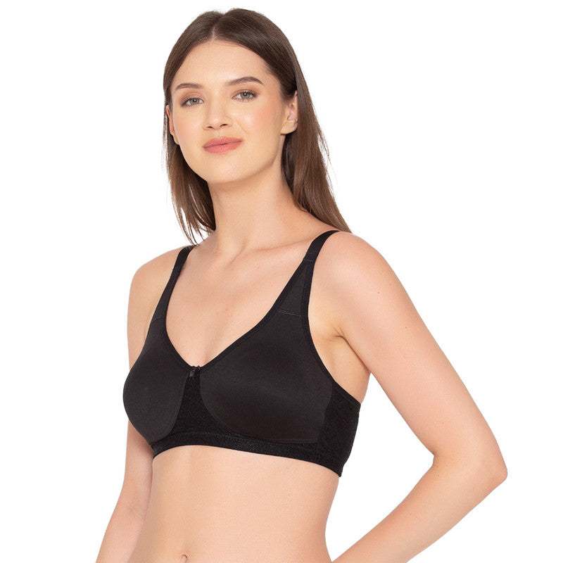 Women’s Pack of 2 Full Support, Non-Padded Seamless T-Shirt Bra (COMB07-BLACK)