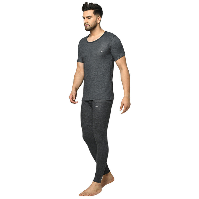 Groversons Paris Beauty Men's Thermal Set Stay Warm and Stylish (G-1102-G-1201 CHARCOAL BLACK)