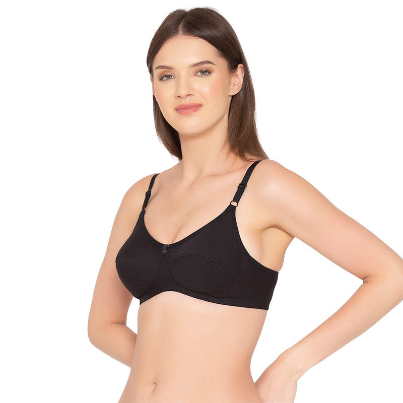 Women's Pack of 2 Non-Padded, Wirefree, Full-Coverage Bra (COMB06-BLACK & PEACH)