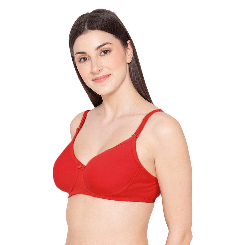 Groversons Paris Beauty Women's Padded, Non-Wired, Seamless T-Shirt Bra (BR190-RED)