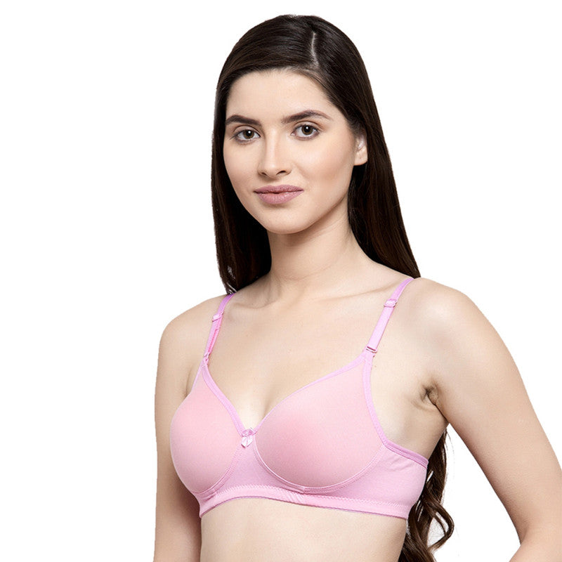 Groversons Paris Beauty Women's Pack of 2 Padded, Non-Wired, Seamless T-Shirt Bra (COMB33-Rose)