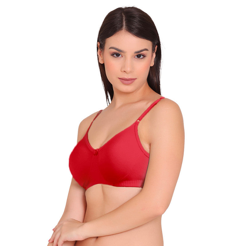 Women's Polycotton Non Padded Non-Wired Regular Bra (BR018-RED)