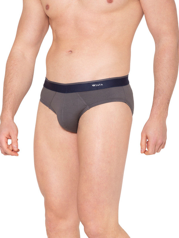 Groversons Paris Beauty Men's Pack of 2 Top Elastic Brief (DARK BLUE & DARK GREY)