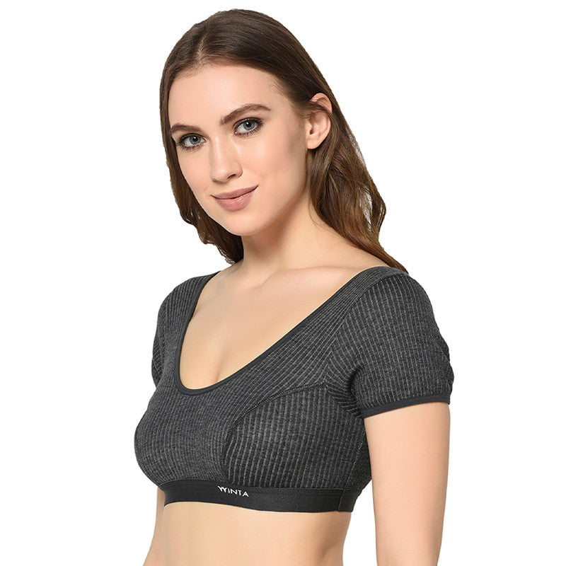 Groversons Paris Beauty Women's Thermal Innerwear Tops for All-Day Warmth (G-3107 CHARCOAL BLACK)