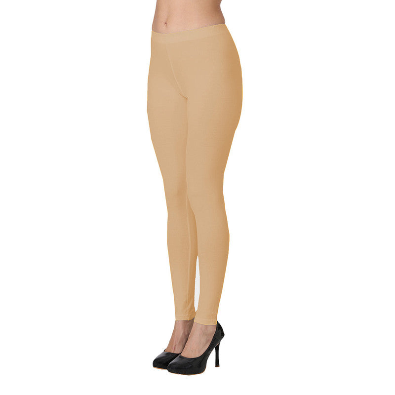 Groversons Paris Beauty Women's Super Soft Fabric, Non-Transparent, Ankle Length Leggings (SKIN)