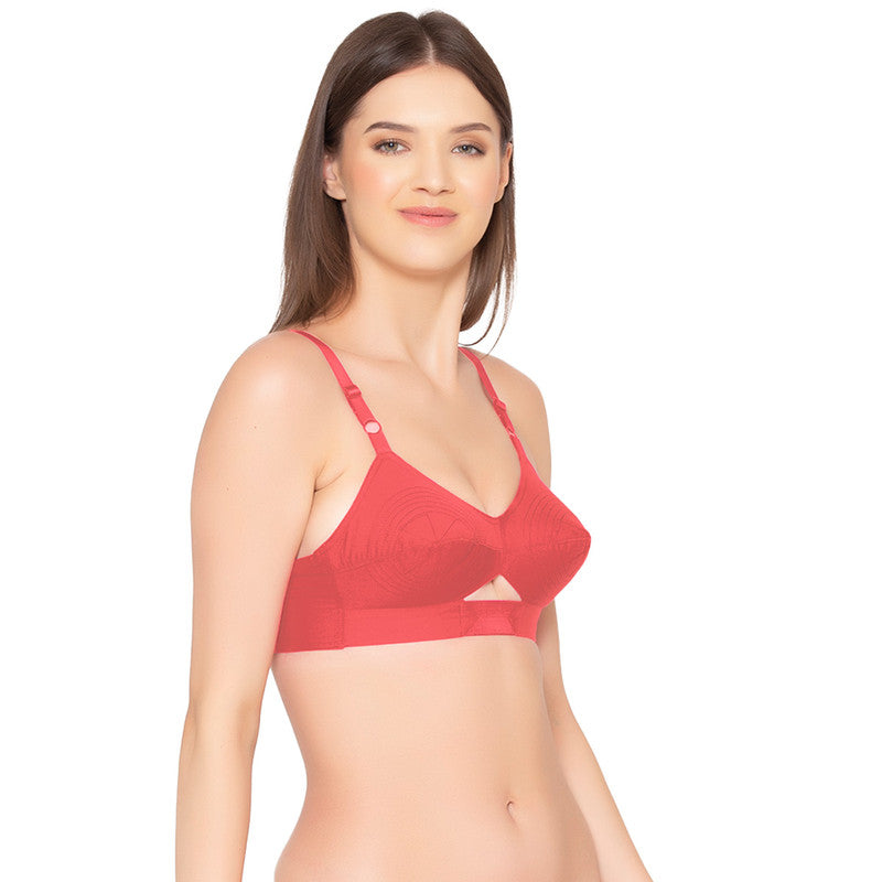 Women's Full Coverage, Non-Padded, Organic Cotton Bra (COMB05-CORAL & WINE)