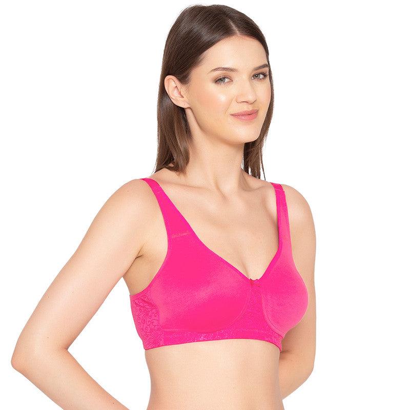 Women’s Pack of 2 Full Support, Non-Padded Seamless T-Shirt Bra (COMB07-HOT PINK & BLACK)