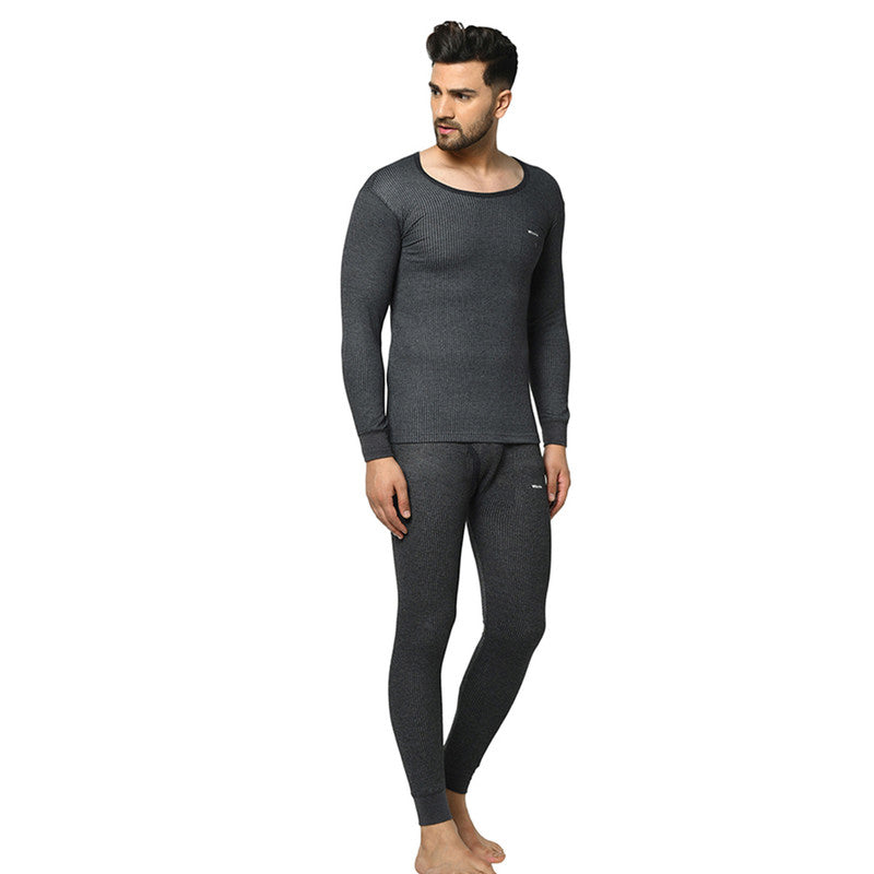 Groversons Paris Beauty Men's Thermal Set Stay Warm and Stylish (G-1101-G-1201 CHARCOAL BLACK)