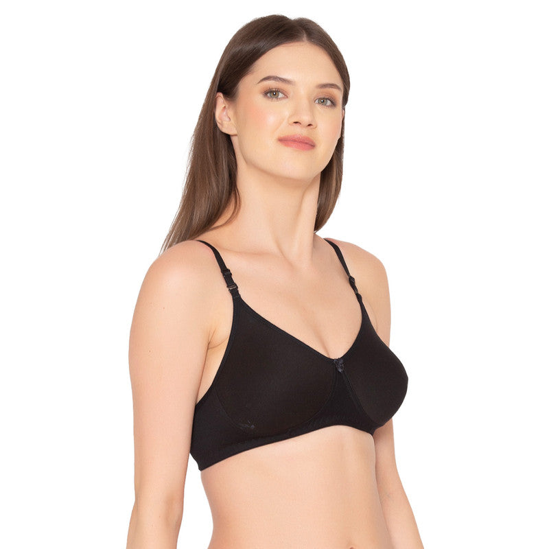 Women’s Pack of 2 seamless Non-Padded, Non-Wired Bra (COMB09-BLACK & CORAL)