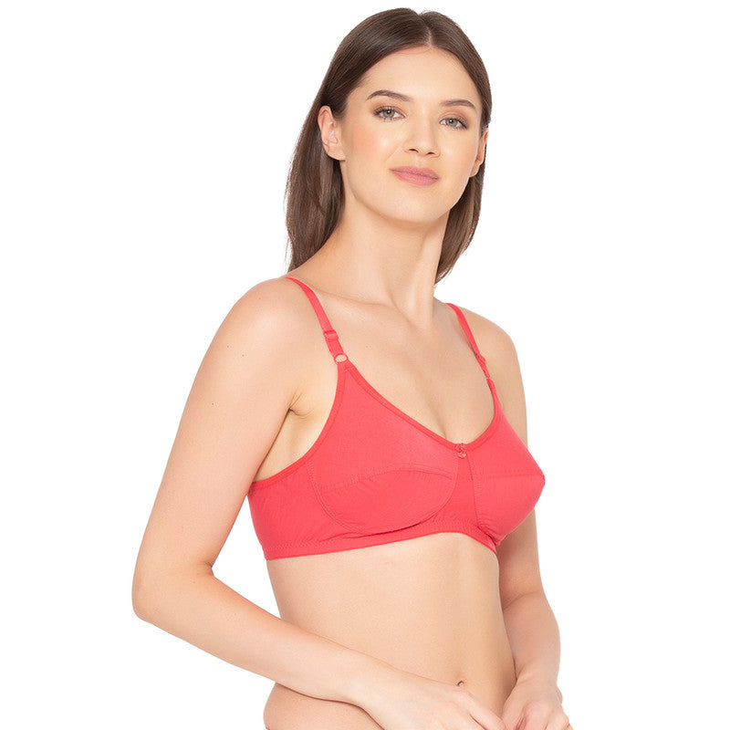 Women's Pack of 2 Non-Padded, Wirefree, Full-Coverage Bra (COMB06-BLACK & CORAL)