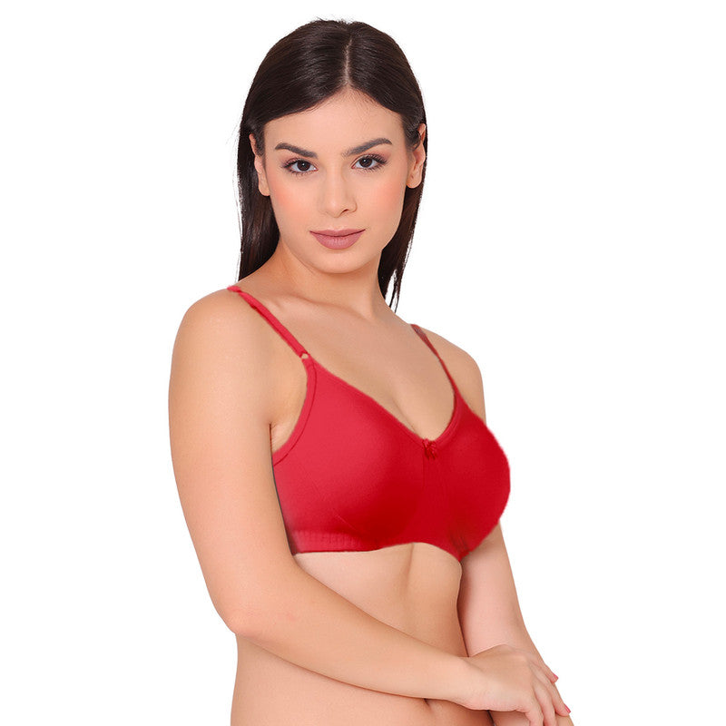 Women's Polycotton Non Padded Non-Wired Regular Bra (BR018-RED)