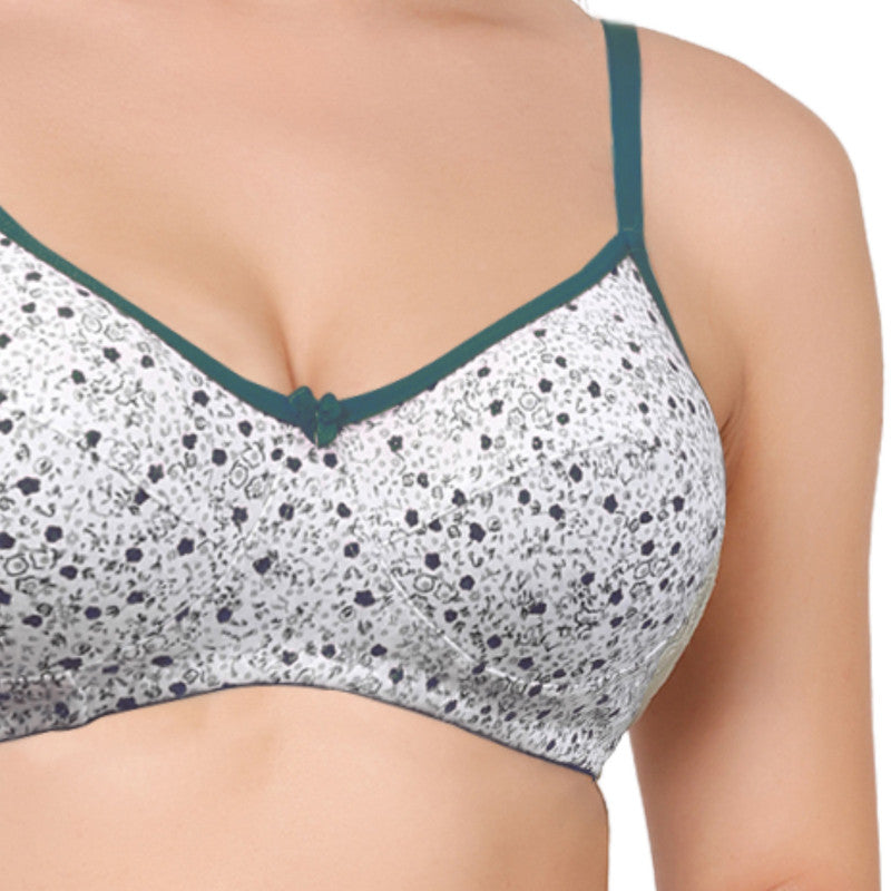 Women's Printed Everyday T-Shirt Bra, Comfortable, Non-Padded with seam, providing a natural curvy shape (BR108-BLUE)