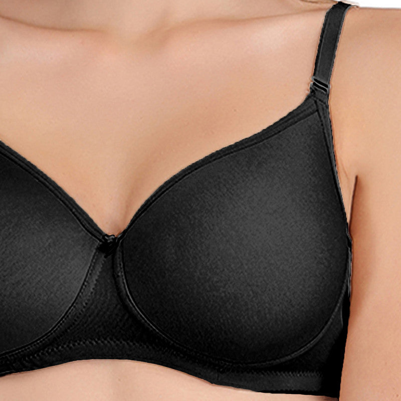 Groversons Paris Beauty Women's Padded, Non-Wired, Seamless T-Shirt Bra (BR190-BLACK)