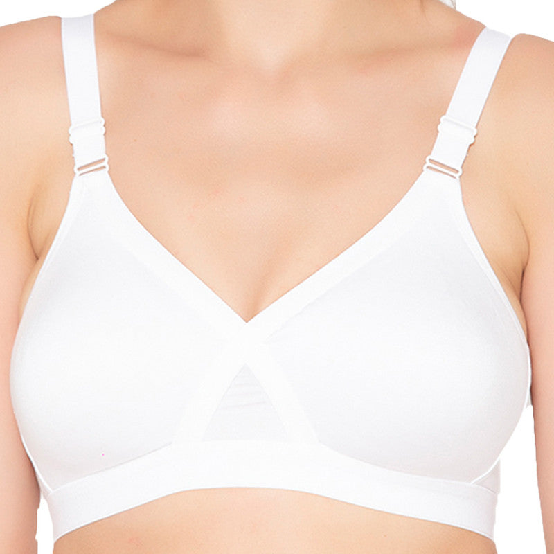 Groversons Paris Beauty Women’s cotton rich Non-Padded Wireless smooth super lift full coverage Bra (BR005-WHITE)