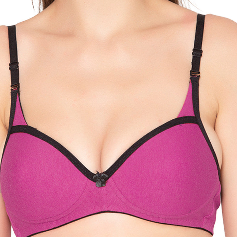 Groversons Paris Beauty Women's Padded, Non-Wired, Seamless T-Shirt Bra (BR006-PINK)