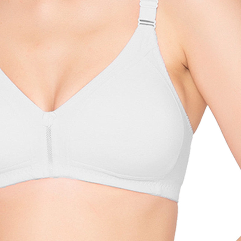 Women's Full Coverage and Non- Padded Supima Cotton spacer and Minimiser Bra (BR017-WHITE)