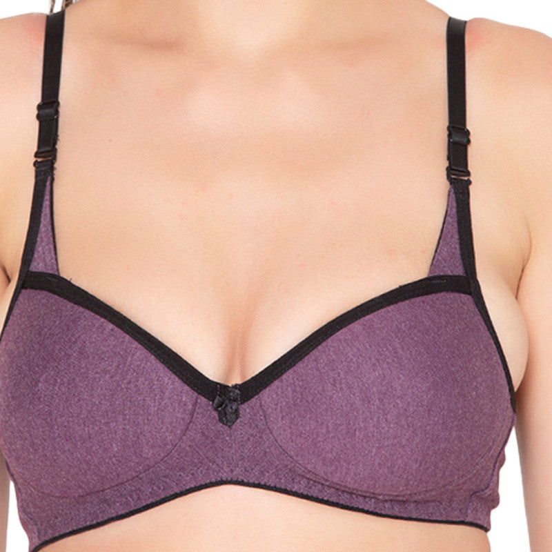 Groversons Paris Beauty Women's Padded, Non-Wired, Seamless T-Shirt Bra (BR006-WINE)