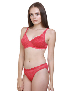A.S. Enterprises Maroon Net Bra And Panty Set, Size: 30 - 36 at Rs