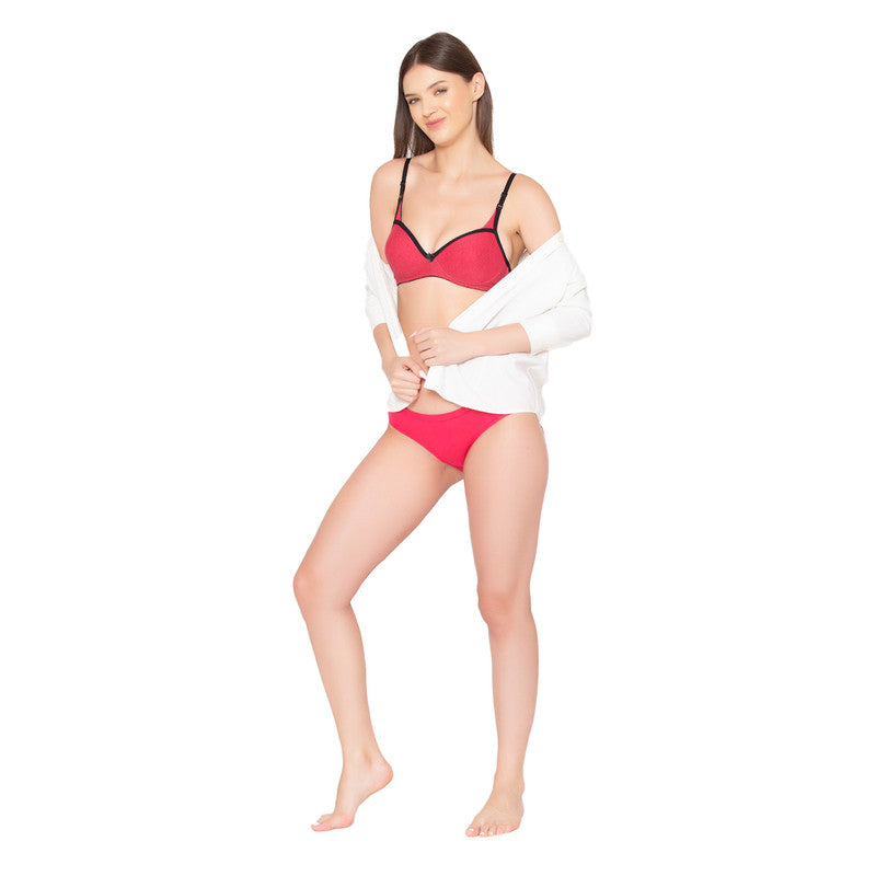 Groversons Paris Beauty Women's Padded, Non-Wired, Seamless T-Shirt Bra (BR006-RED)