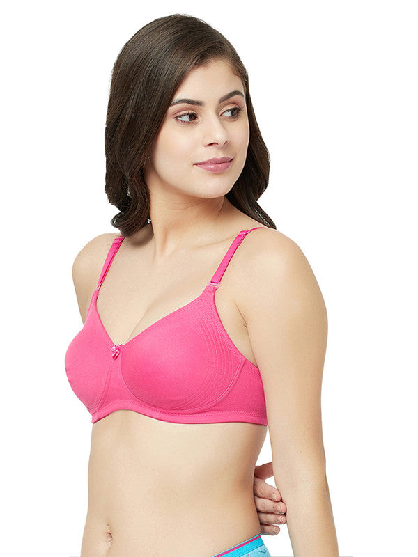 Women's Side Support High Coverage Bra (BR128-HOT PINK)