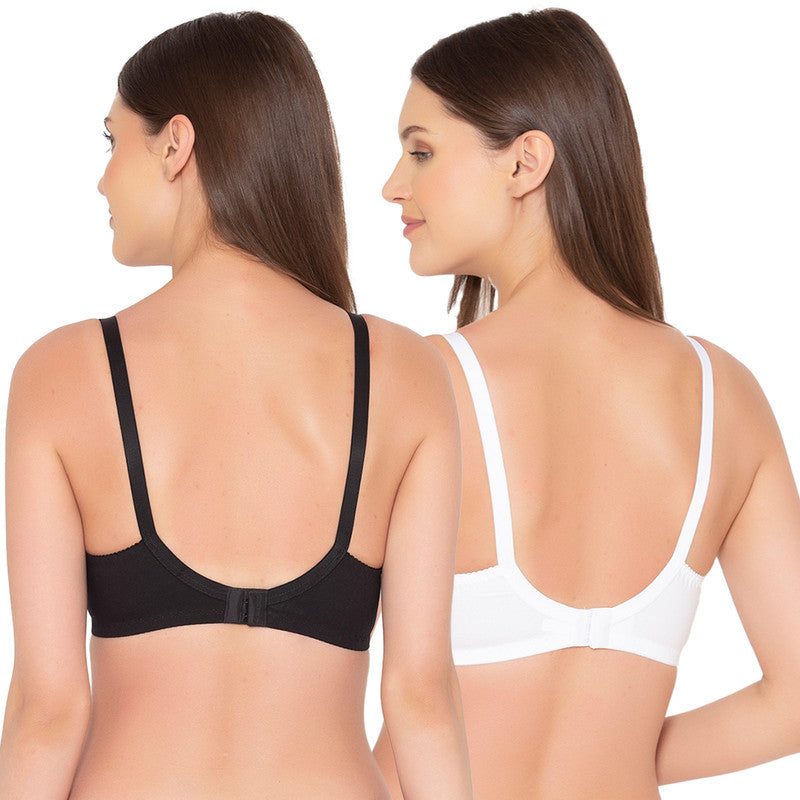 Groversons Paris Beauty  Women’s cotton, full coverage, non-padded, non-wired bra (COMB02-BLACK & WHITE)