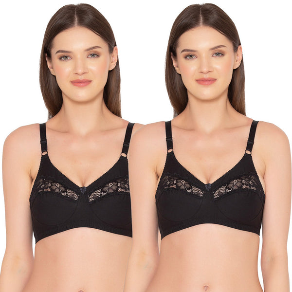Buy Groversons Paris Beauty Women's Poly Cotton Bra,Non-Padded-Non-Wired Full  Coverage Bra (COMB23-C08-C08-28B) Black-Black at