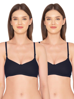 Women's Pack of 2 seamless Non-Padded, Non-Wired Bra (COMB10-BLACK