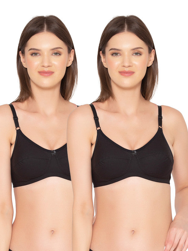 Women's Pack of 2 Non-Padded, Wirefree, Full-Coverage Bra (COMB06-BLACK)