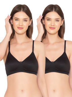 Women's Pack of 2 seamless Non-Padded, Non-Wired Bra (COMB03-BLACK)