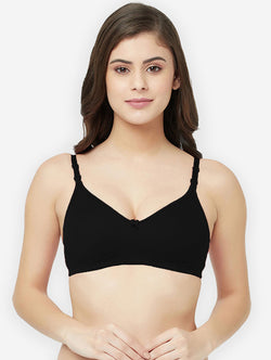 Groversons Paris Beauty women's Non Padded Non Wired Full Coverage Cotton Bra (BR194- BLACK)