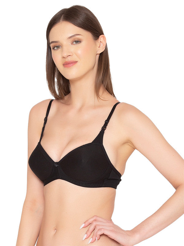 Groversons Paris Beauty Women's Pack of 2 Padded, Non-Wired, Seamless T-Shirt Bra (COMB25-BLACK)