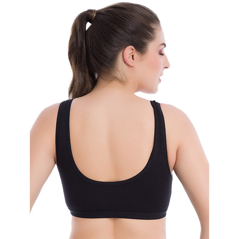 Groversons Paris Beauty Women's Non-Padded Non-Wired Seamed Full Coverage Sports Bra (BR161-BLACK)