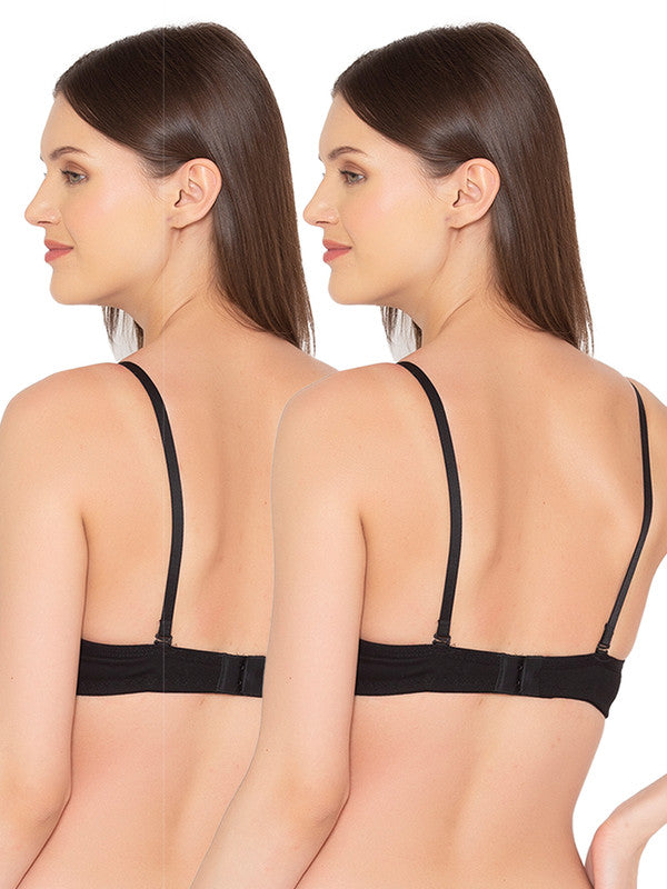 Groversons Paris Beauty Women's Pack of 2 Padded, Non-Wired, Seamless T-Shirt Bra (COMB25-BLACK)