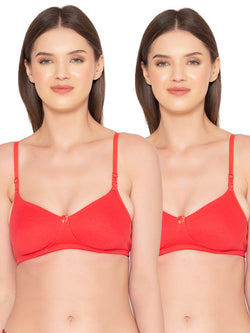 Women’s Pack of 2 seamless Non-Padded, Non-Wired Bra (COMB10-CORAL)