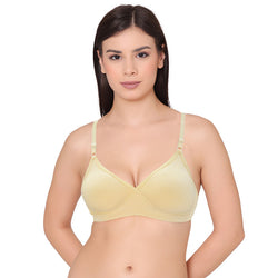 Groversons Paris Beauty Cotton Double Layered Non Padded Wireless Side Wire Support Bra (BR004-SKIN)
