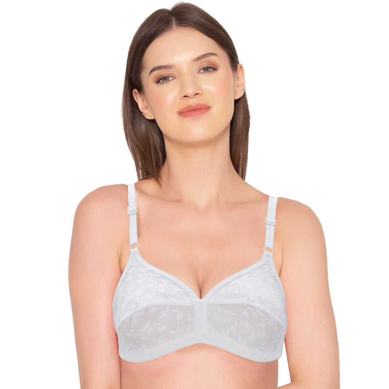 Non Padded Bra for Women with Chikan Embroidery Classic Cotton