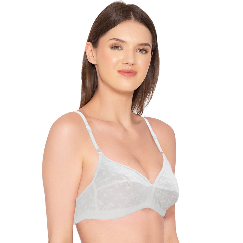 Nice Quality Non Padded and Non Wired Bra for Women Chikan Embroidery  Casual Bras for Girls and Comfortable Adjustable Ladies Brassiere for B and  C Cups Brazzer in Beige 32 to 50