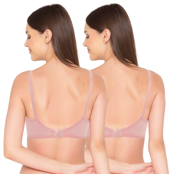 Groversons Paris Beauty Women's Pack of 2 Non-Padded, Non-Wired, Multiway, T-Shirt Bra , Moulded Bra (COMB35-CHALK PINK)