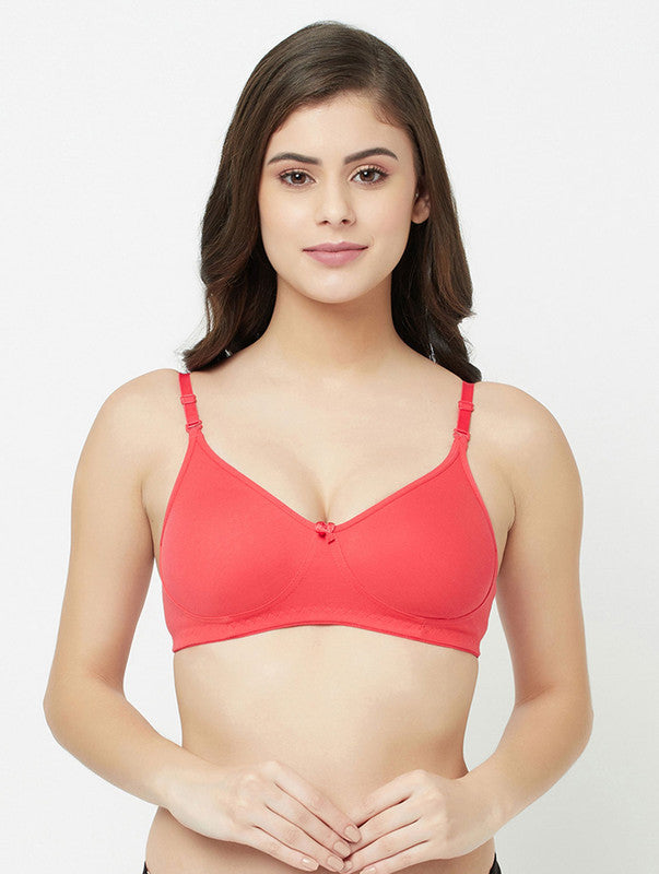 Groversons Paris Beauty women's Non Padded Non Wired Full Coverage Cotton Bra (BR194- CORAL)