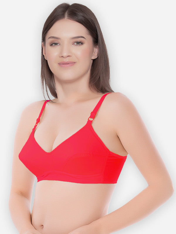 Groversons Paris Beauty Women's Cotton Non Padded Non-Wired Push-up Bra (BR193-CORAL)